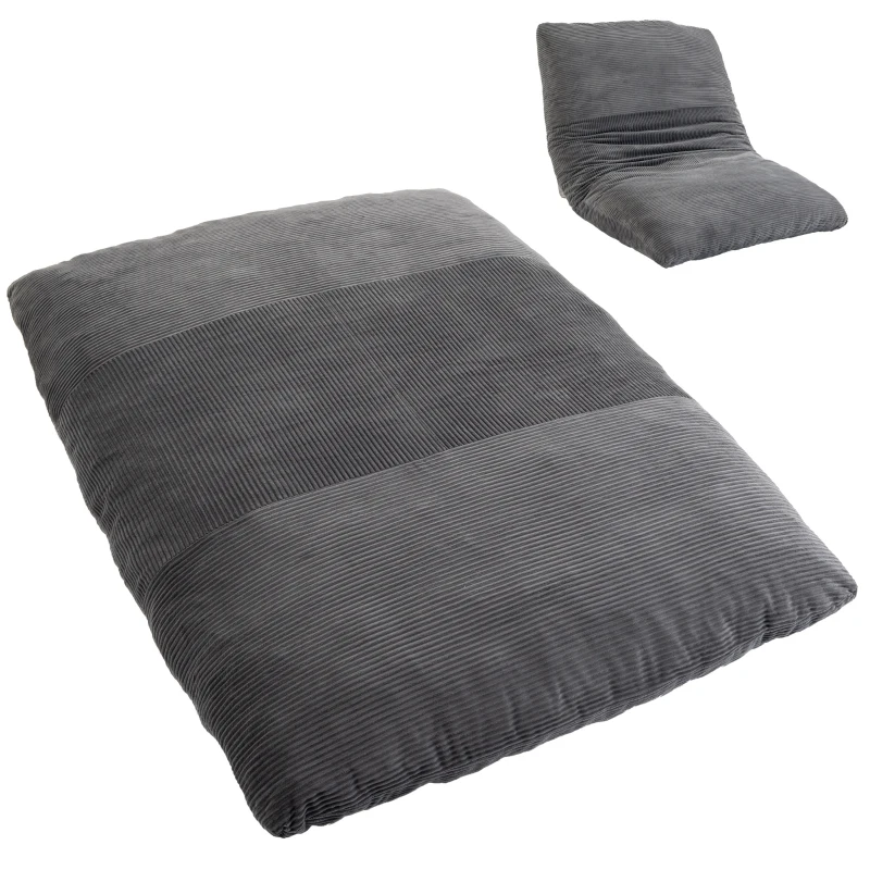 HOMCOM Fauteuil de sol 2-en-1 en velours côtelé, canapé de sol pliable pour lecture, gaming & méditation, canapé-lit pour chambre