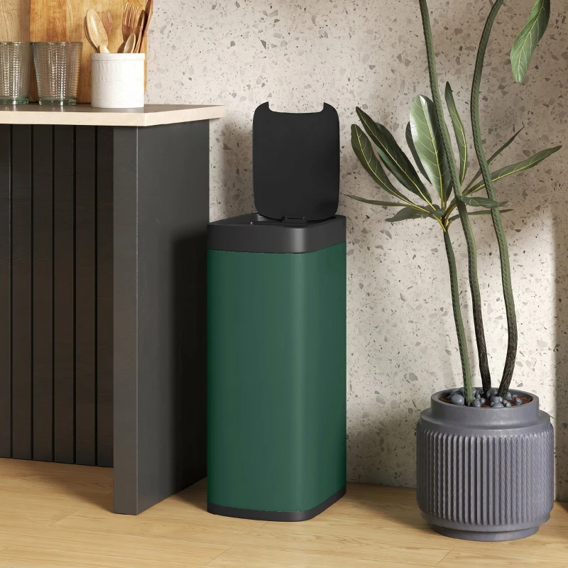HOMCOM 50L Sensor-Mülleimer, berührungslos Küchenmülleimer mit Bewegungssensor, fingerabdruckresistent