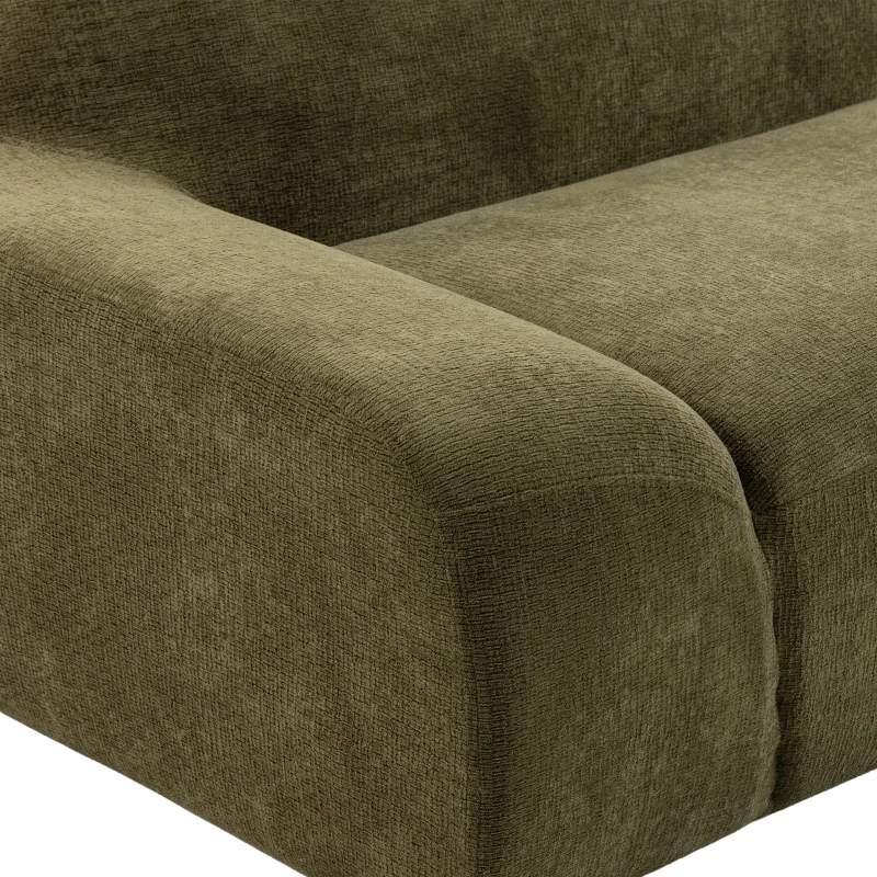HOMCOM Canapé 3 Places en Chenille 244 cm, Canapé Salon Moderne, Assise et Accoudoirs Larges, Ressorts Ensachés, Vert Foncé