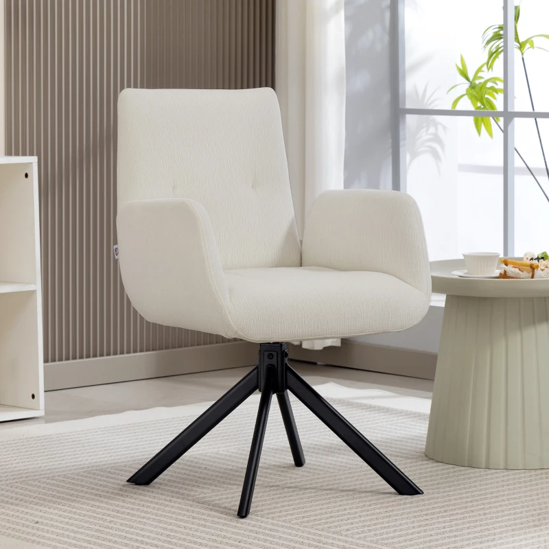 HOMCOM Polstersessel, Akzentsessel, modernes Design, drehbar, bis 120 kg, Cremeweiß