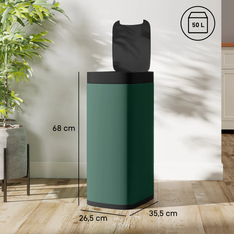 HOMCOM 50L Sensor-Mülleimer, berührungslos Küchenmülleimer mit Bewegungssensor, fingerabdruckresistent