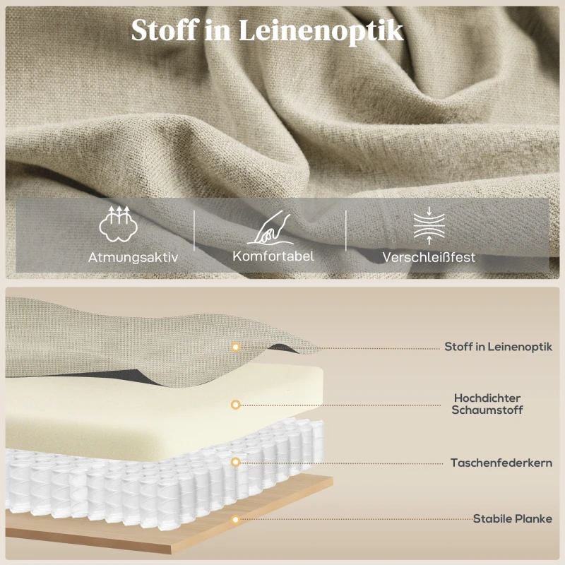 HOMCOM Massagesessel mit Aufstehhilfe, Relaxsessel, Vibrationsköpfe, mit Neigefunktion, Leinenoptik, Beige