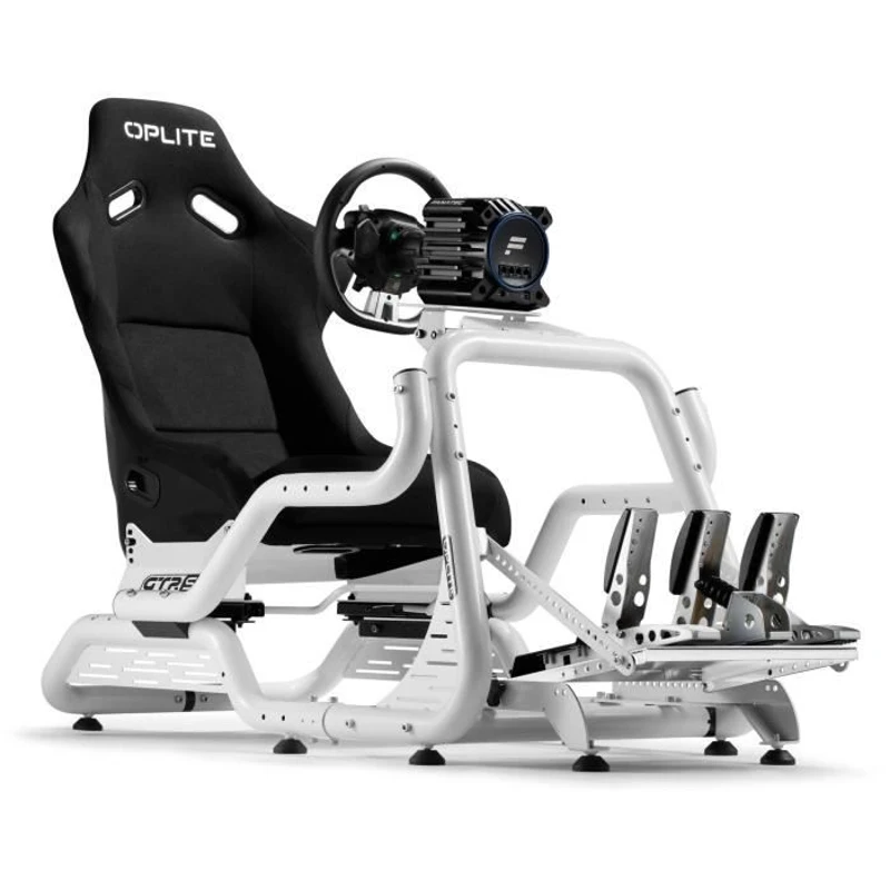 Cockpit de simulation - OPLITE - GTR S8 Infinity Force - Acier carbone - Blanc - Simracing haute performance
