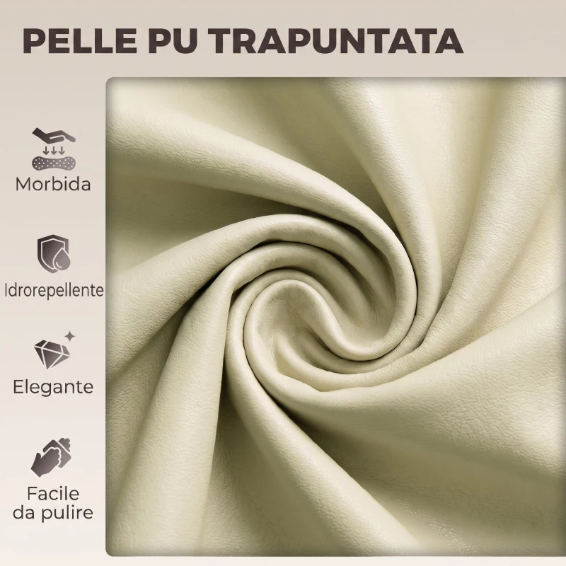 HOMCOM Sgabello da Bar in Pelle PU con Altezza Regolabile, Seduta Girevole a 360° e Morbida, Bianco