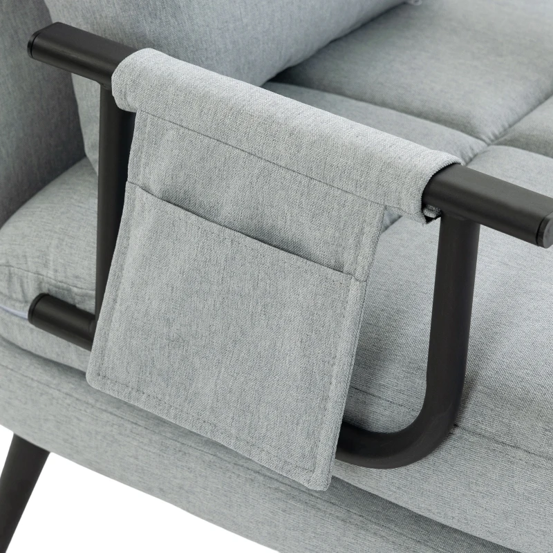 HOMCOM Sillón Cama Plegable 3 en 1 Tapizado en Lino Respaldo Ajustable Almohada con Funda Lavable 67x73x96 cm Gris Claro