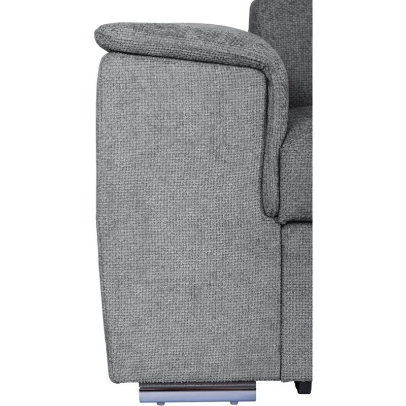 Canapé d'angle convertible réversible - 5 places - DAYTONA - Tissu texturé gris perle - Coffre - 260 x 216 x 94 cm