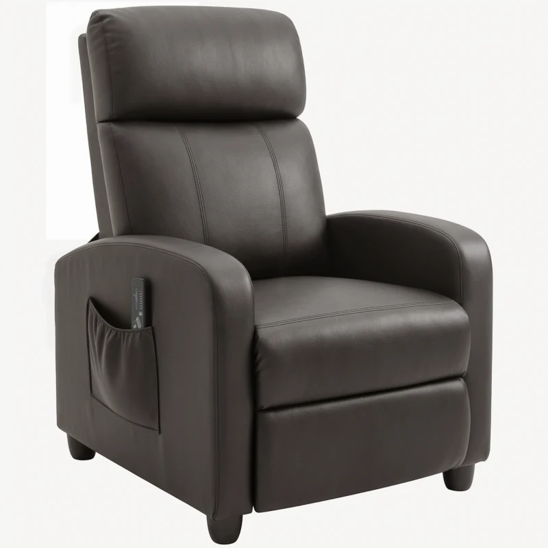 HOMCOM Sillón de Masaje Reclinable con Mando a Distancia Bolsillo Lateral y Temporizador Tapizado en PU 68x88x98 cm Marrón