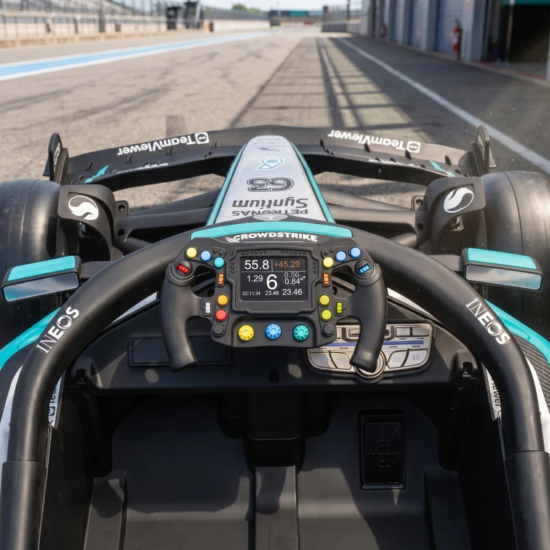 AIYAPLAY Kart Eléctrico para Niños 12V Mercedes-AMG PETRONAS F1 Mando a Distancia 2 Motores Suspensión Trasera 3,3-5,5km/h Negro