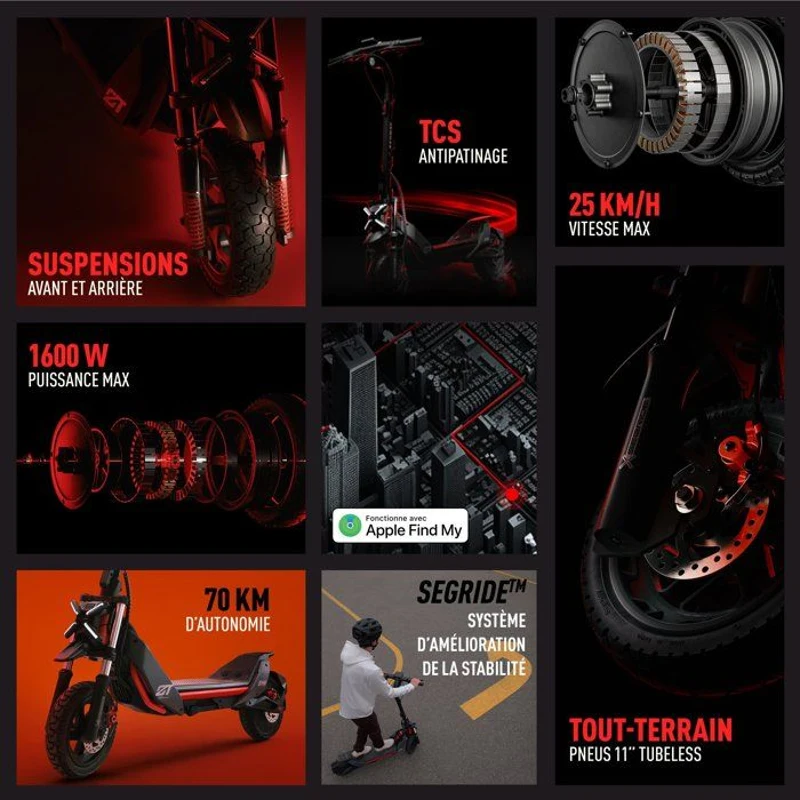 Trottinette électrique - SEGWAY - ZT3 Pro I - 1600 W - 11 - Vitesse 25 km max - Autonomie jusqu'a 70 km