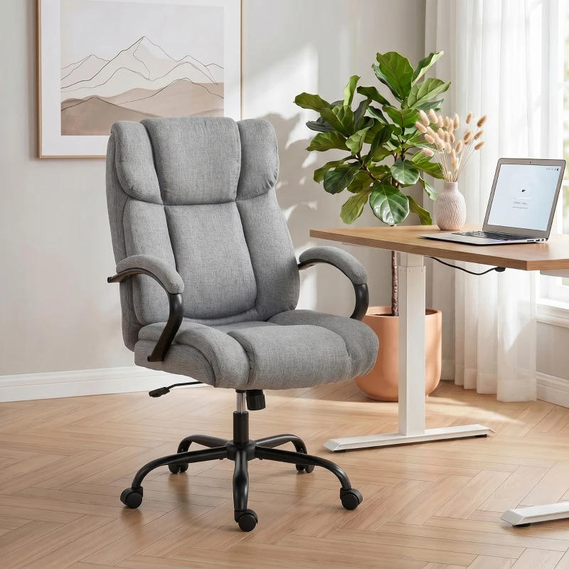 Vinsetto Ergonomische bureaustoel comfortabel kantoorstoel groot formaat, zwart