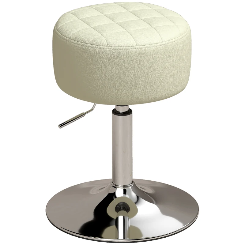 HOMCOM Sgabello da Bar in Pelle PU con Altezza Regolabile, Seduta Girevole a 360° e Morbida, Bianco