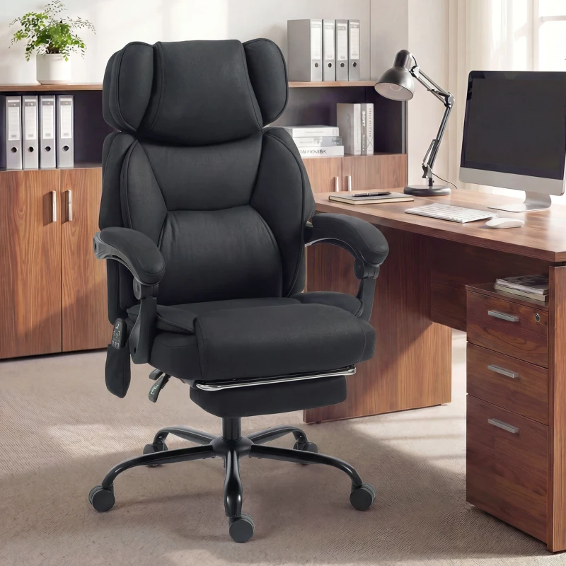 HOMCOM High Back Vibration Massage Office Chair Heated Reclining Computer Chair w/ Adjustable Height, Swivel Wheels, Black