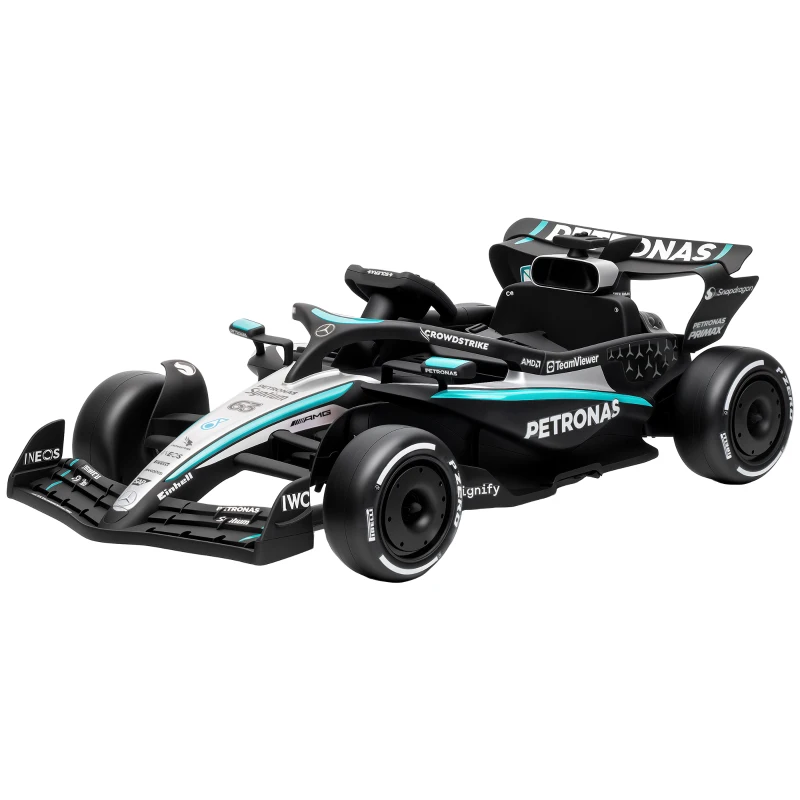AIYAPLAY Kart Eléctrico para Niños 12V Mercedes-AMG PETRONAS F1 Mando a Distancia 2 Motores Suspensión Trasera 3,3-5,5km/h Negro