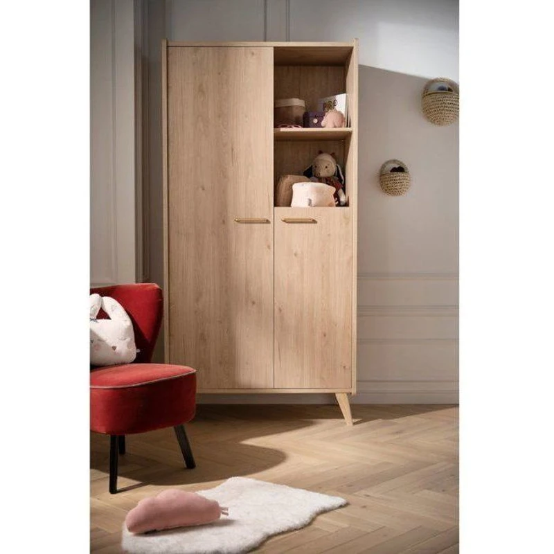 Chambre bébé trio - Lit 120 x 60 cm + Commode 3 tiroir + Armoire Chene suave - Arty - SAUTHON