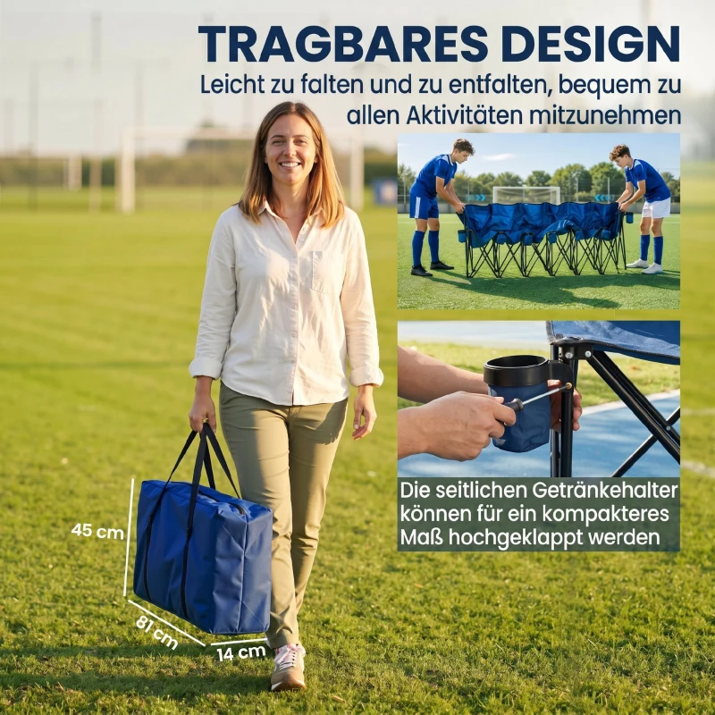 Outsunny 6-persoons campingbank met draagtas blauw