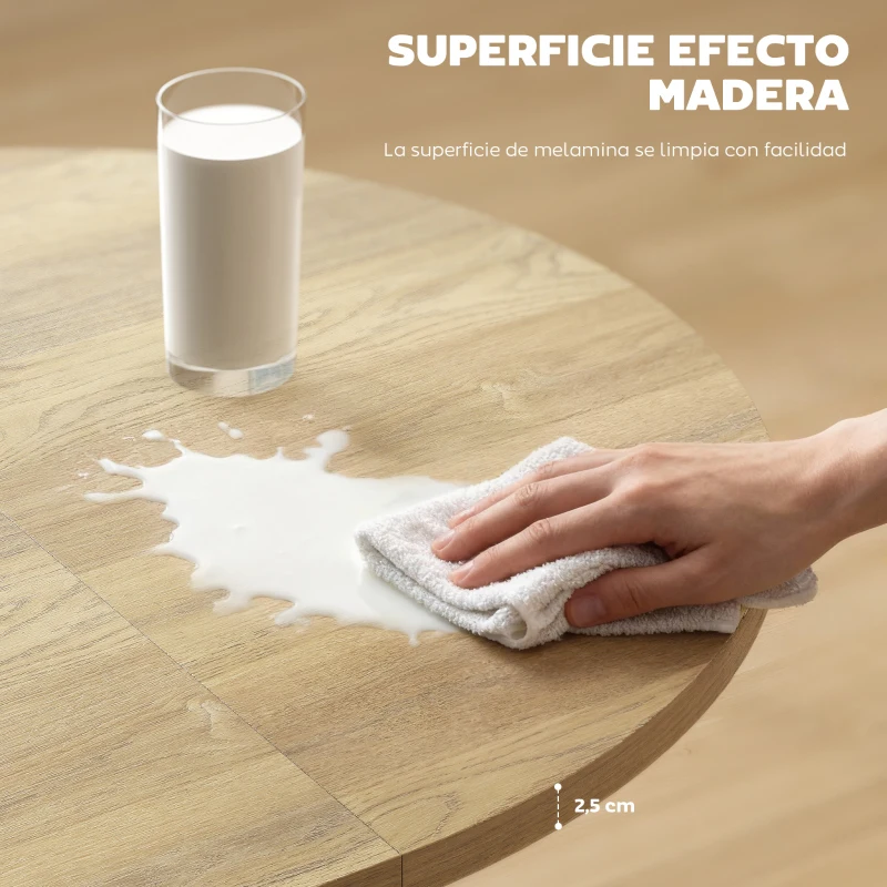 HOMCOM Mesa de Comedor Extensible Oval para 4 a 6 Personas Mesa de Cocina con Extensión 100-135 cm Efecto Madera Natural