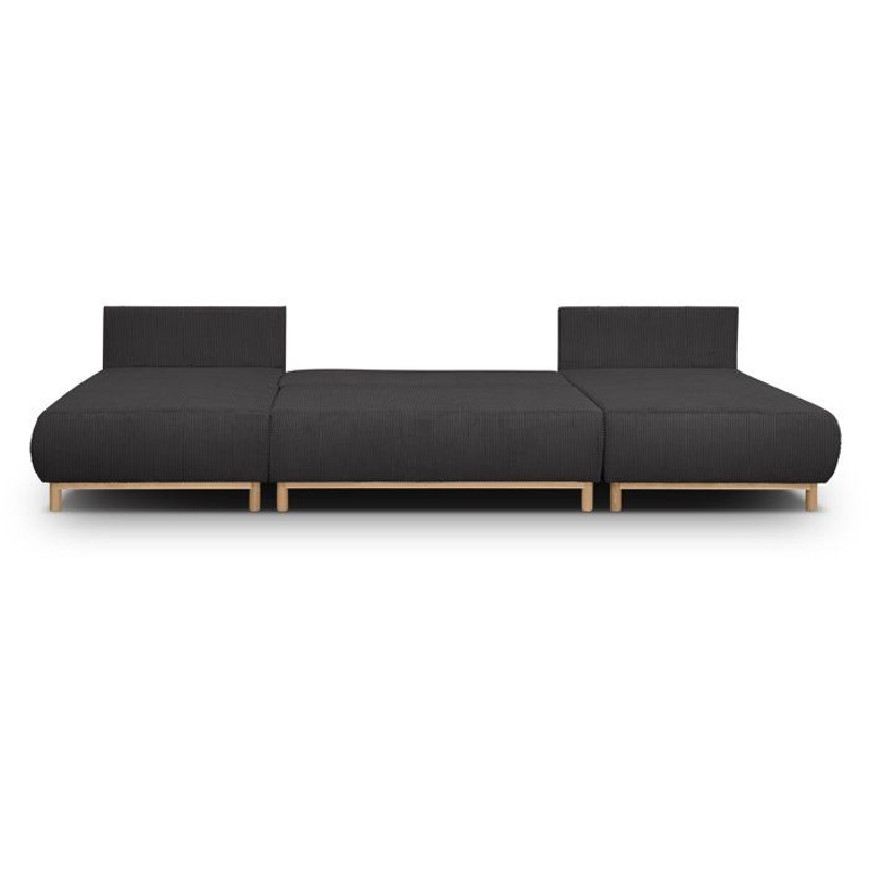 Canapé convertible avec coffre - 6 places - Velours côtelé - Gris anthracite - Style Scandinave - L 313 x H 84 x P 145 cm - MIKA