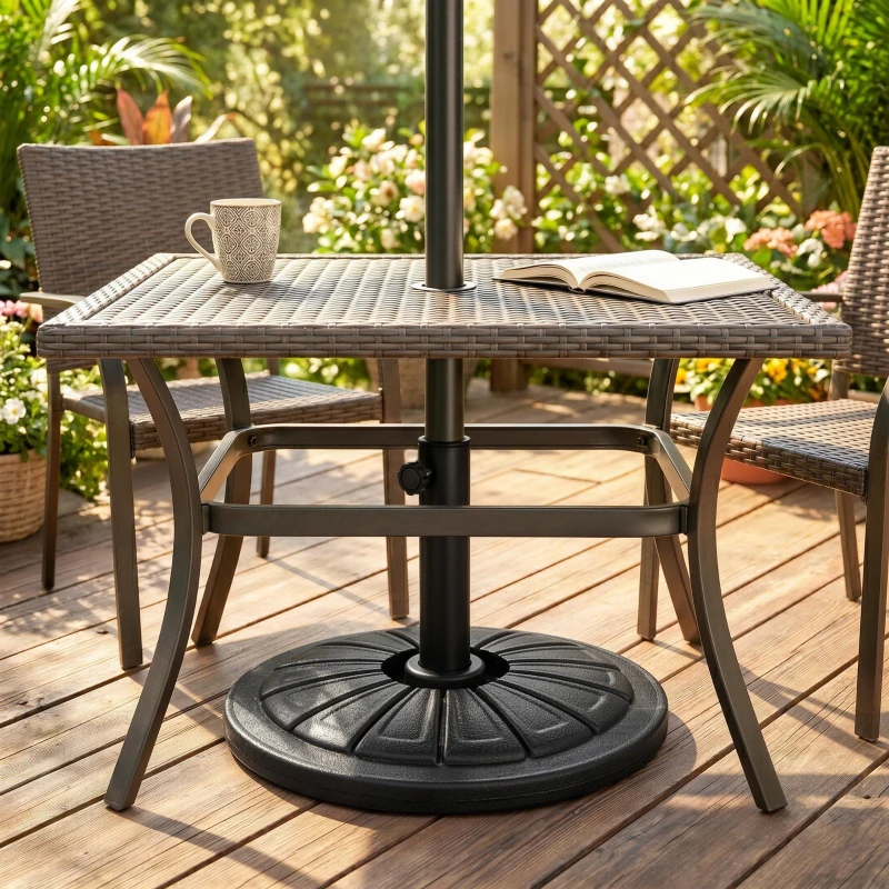 Outsunny Bază Rotundă pentru Umbrelă Ø43cm, 13kg din Ciment pentru Stâlpi de 38mm și 48mm, Negru