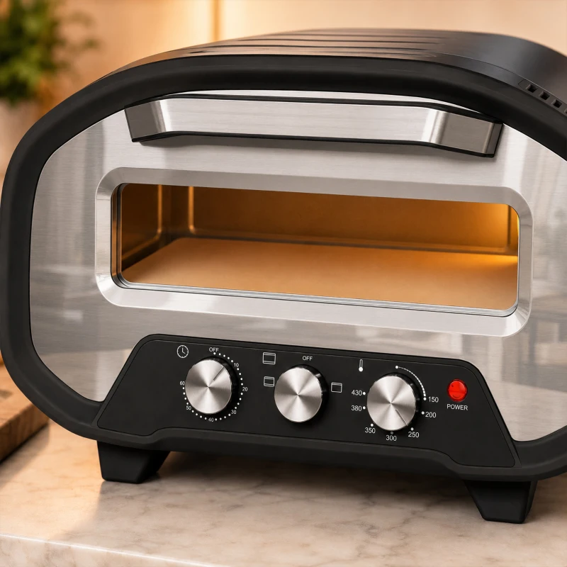 HOMCOM Electric Pizza Oven, Pizza Maker with 3 Knob Control and Ceramic Stone, Viewing Window, 2200W