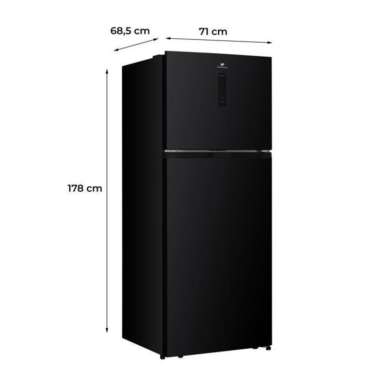 Réfrigérateur congélateur haut - CONTINENTAL EDISON - CEF2D413NFB - Total No Frost - Classe D - 413L - 70 x 68 x 178 cm - Noir