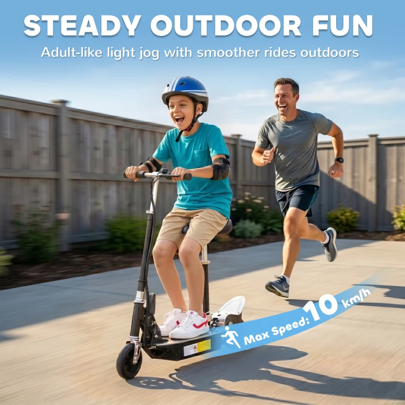 HOMCOM Foldable Powered Scooter with Adjustable Handle, Brake, Black