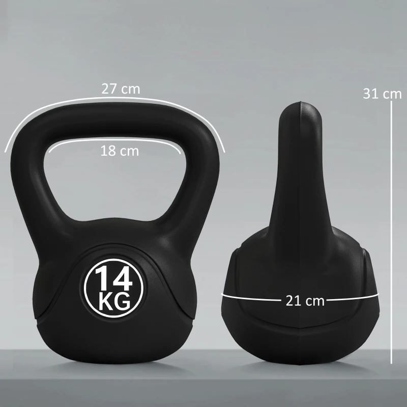 HOMCOM Kettlebell kogelgewicht 14 kg, met zand gevuld voor beginners, zwart