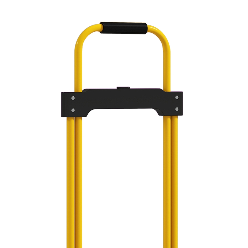 HOMCOM Carretilla Plegable con Mango Telescópico Ajustable Carga 60 kg Carretilla de Mano con Ruedas para Garaje Amarillo