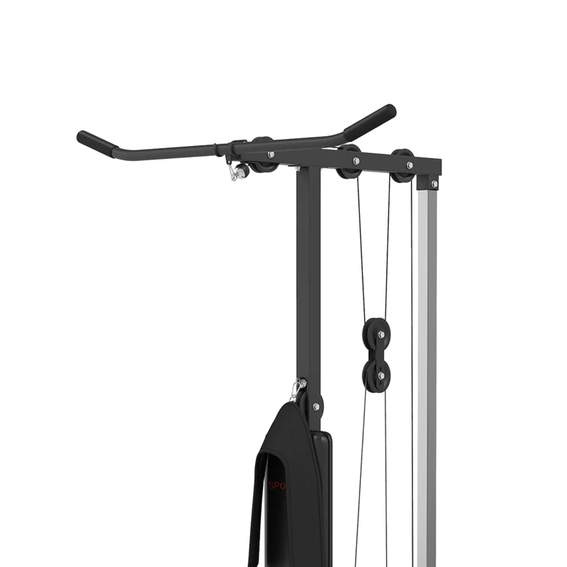 SPORTNOW Spiertrainingsstation met katrol, borsttrek - lat-pulldownmachine - halterbank voor spieropbouw