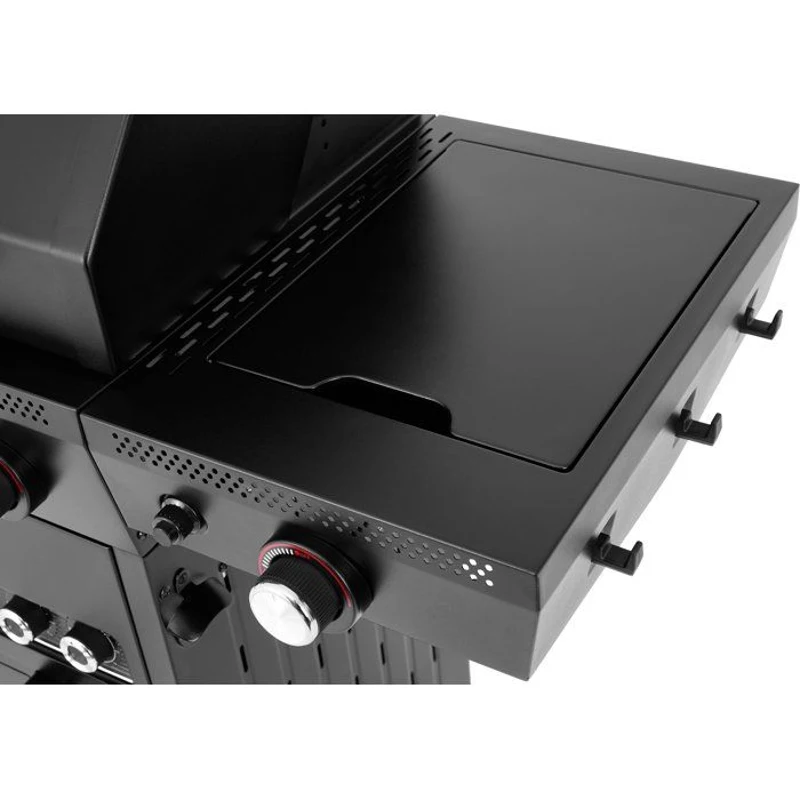 Barbecue a gaz - Cookingbox - Airgrill - 4 brûleurs - Fonction Air Fryer - Cuve en acier - Grilles de cuisson en fonte émaillée
