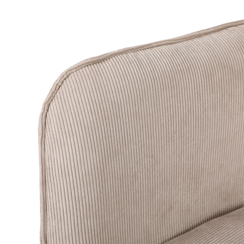 HOMCOM Fauteuil avec repose pied, dossier haut, pieds en bois et tissu aspect velours côtelé, pour salon chambre à coucher beige(m-12)