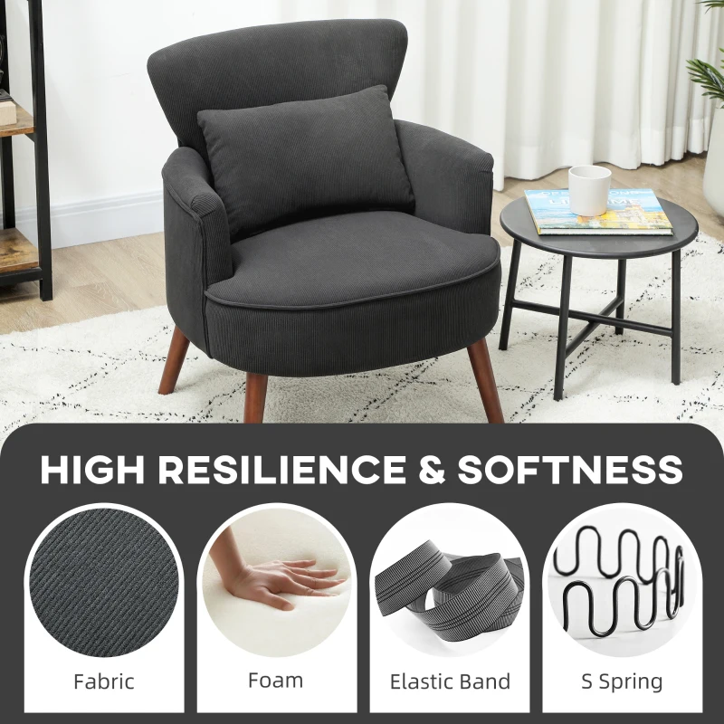 HOMCOM Corduroy Retro Accent Chair - Black