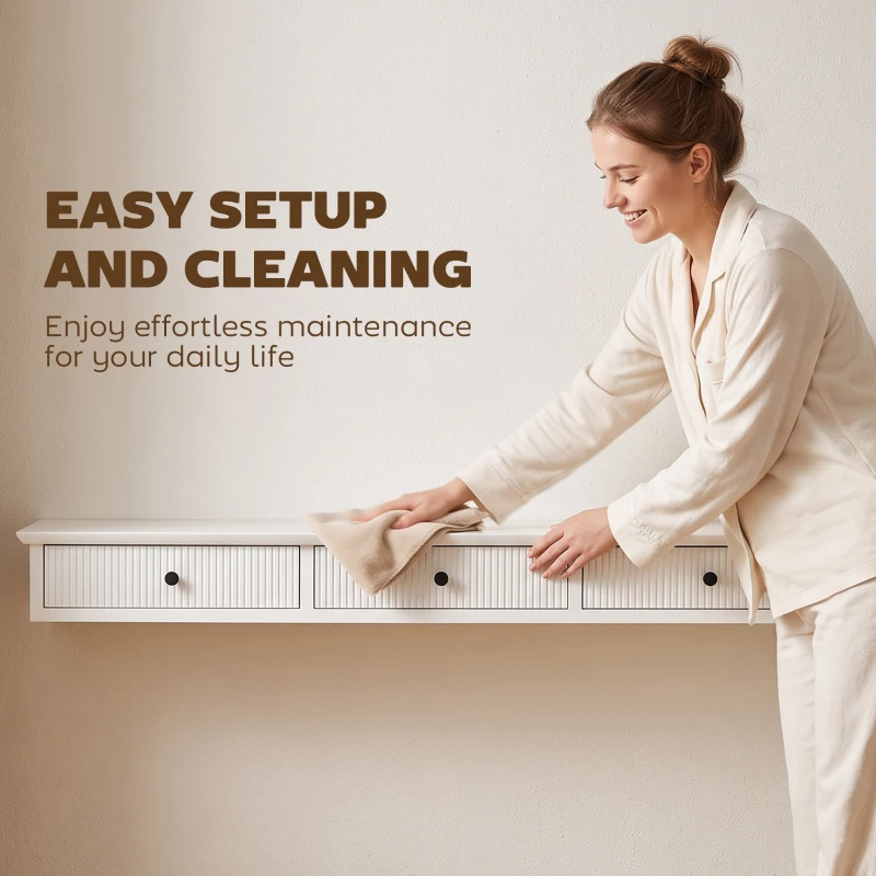 HOMCOM Shelf Wall-Mounted Storage Shelf Shelving Unit MDF 93 x 15 x 10 cm Entryway Kitchen Living Room, White