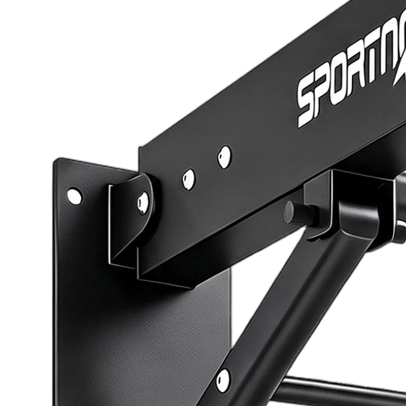 SPORTNOW Pull Up Bar Wall Mounted Chin Up Bar with Folding Design, 3 Hooks for Resistance Bands, Supports up to 120 kg, Black