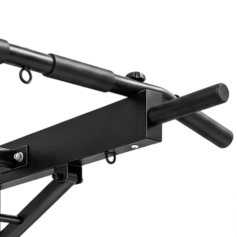 SPORTNOW Pull Up Bar Wall Mounted Chin Up Bar with Folding Design, 3 Hooks for Resistance Bands, Supports up to 120 kg, Black
