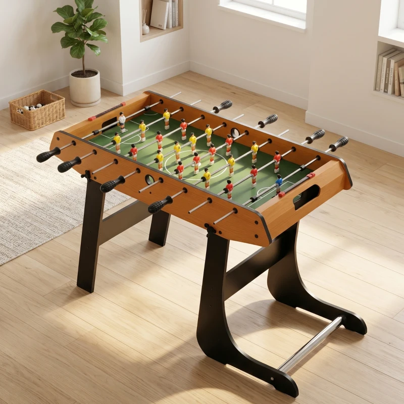 HOMCOM Mini Calcio Balilla Pieghevole, 22 Giocatori, 2 Palline, 2 Segnapunti Manuali e Maniglie Antiscivolo, Set da Gioco Freestanding per Famiglia