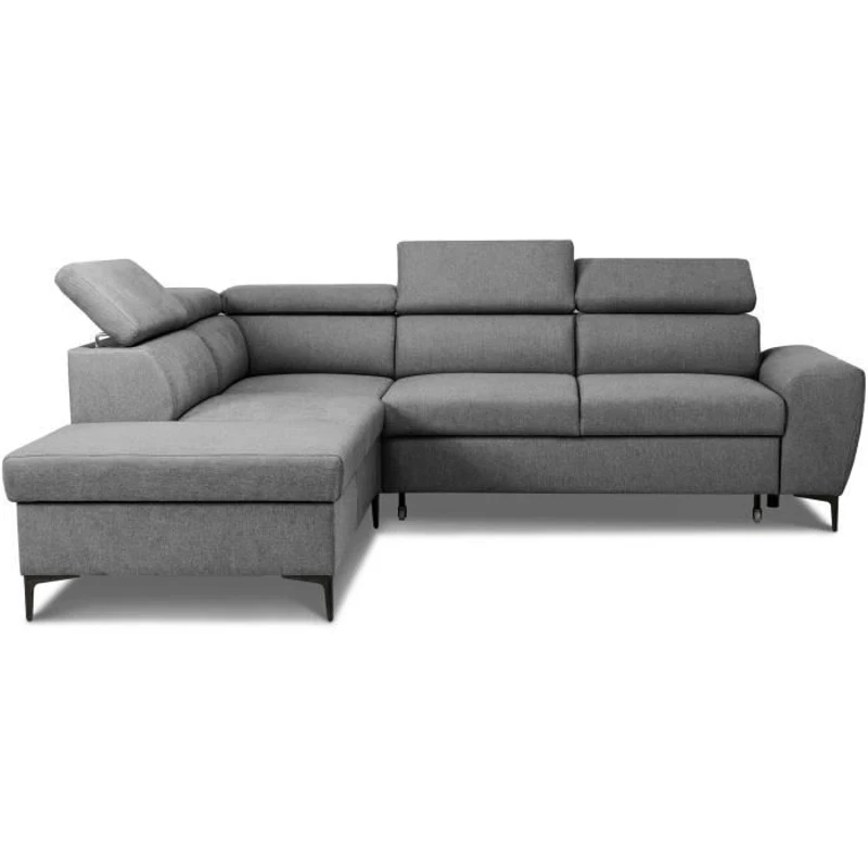 Canapé d'angle convertible réversible avec coffre - 5 places - KASIMIR - Tissu anthracite - 258 x 79/98 x 219 cm