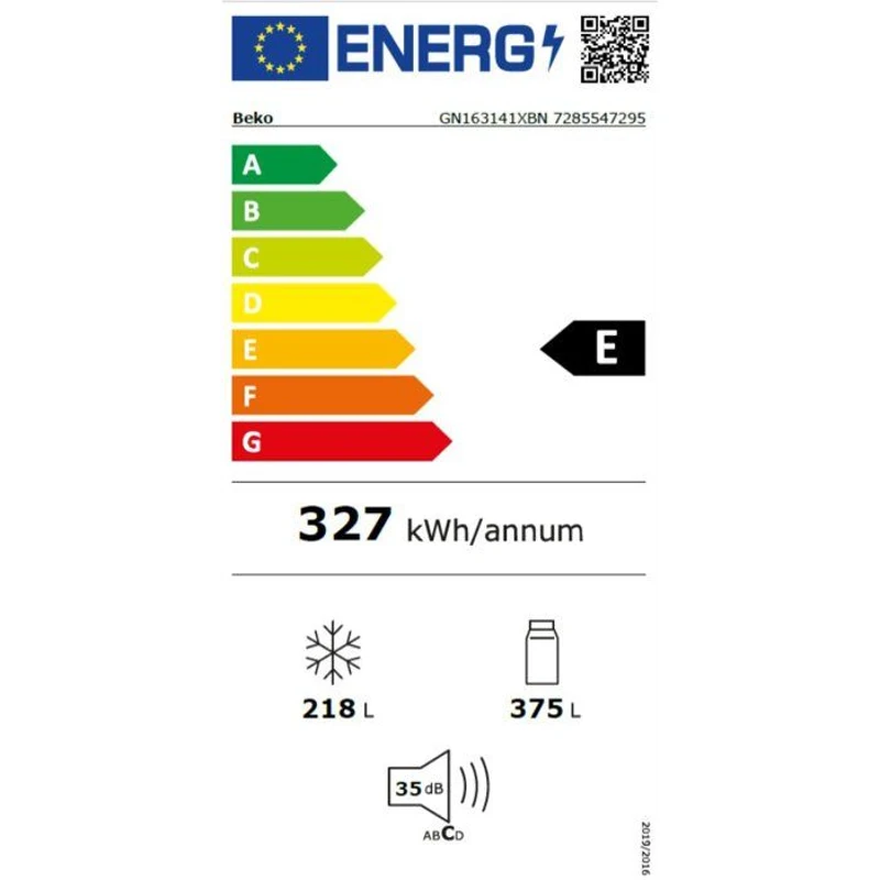 Réfrigérateur américain - BEKO - GN163141XBN - 2 portes - pose libre - classe E - 179 cm - inox
