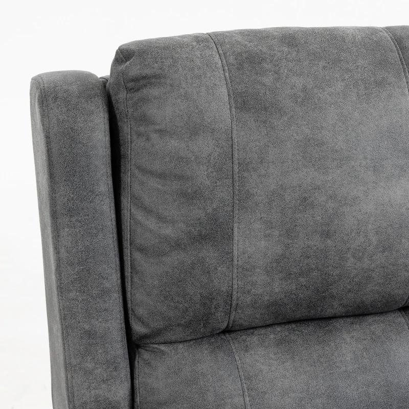 HOMCOM Sillón Relax Reclinable Manual Tapizado en Cuero Sintético Instalación Rápida Reposapiés Acolchado Grueso Gris