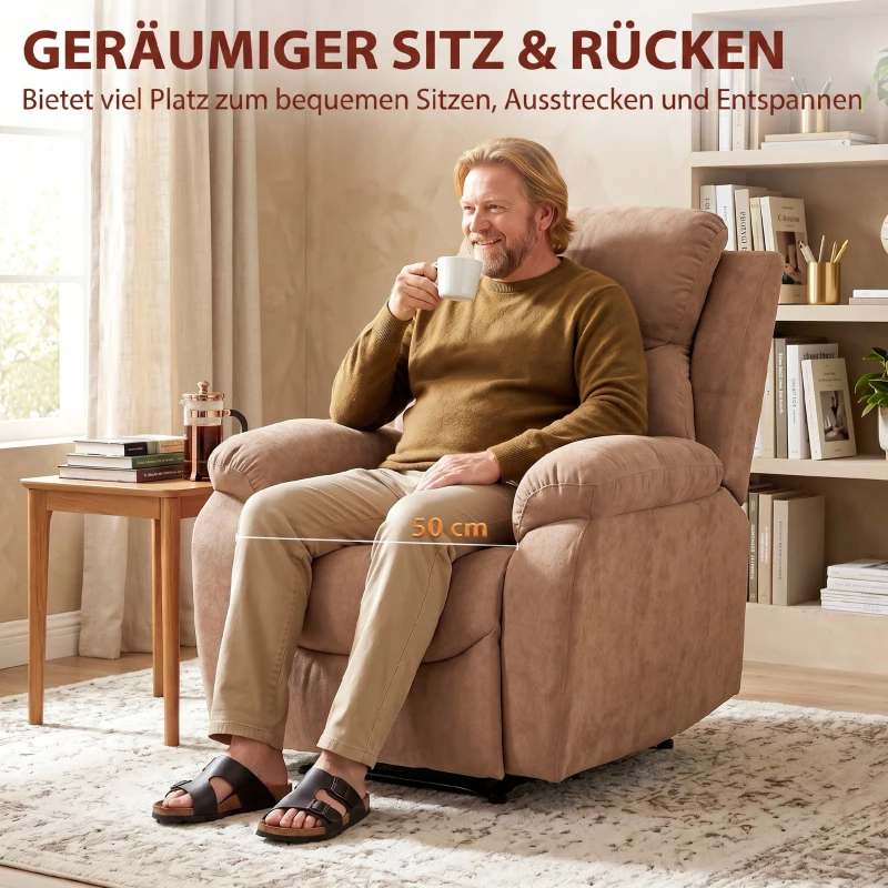 HOMCOM Relaxsessel, Fernsehsessel mit Liegefunktion, Leinenoptik, für Wohnzimmer, Schlafzimmer Dunkelbraun