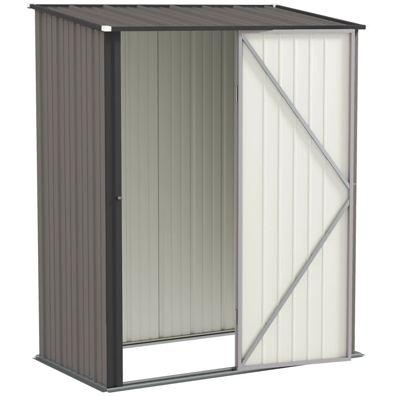 Outsunny Casetta da Giardino in Acciaio Porta Attrezzi con Catenaccio, 161.5x94.5x196cm, Grigio Chiaro