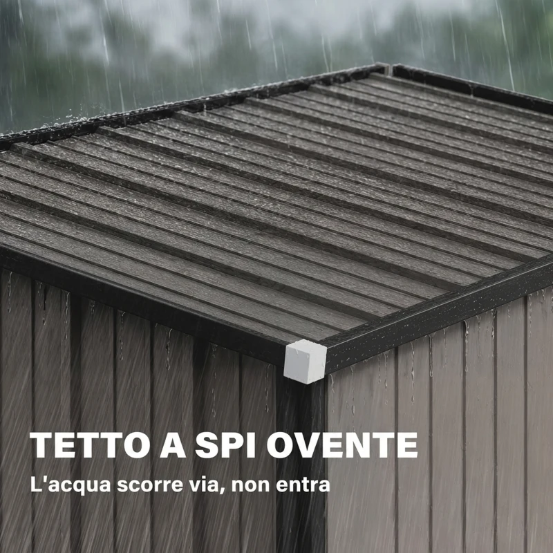 Outsunny Casetta da Giardino in Acciaio Porta Attrezzi con Catenaccio, 161.5x94.5x196cm, Grigio Chiaro