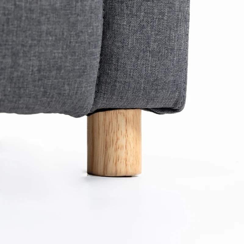 HOMCOM Sillón Relax Reclinable Manual Tapizado en Lino Instalación Rápida Reposapiés Acolchado Grueso y Patas de Madera Gris