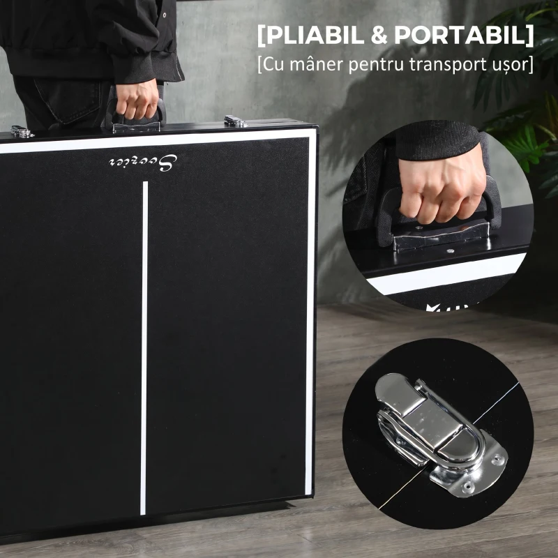 SPORTNOW Masă Pliabilă de Ping Pong cu Fileu și Mâner
