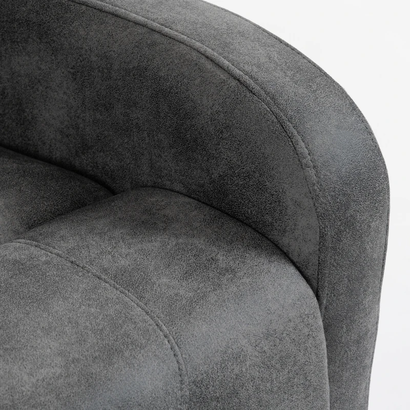 HOMCOM Sillón Relax Reclinable Manual Tapizado en Cuero Sintético Instalación Rápida Reposapiés Acolchado Grueso Gris