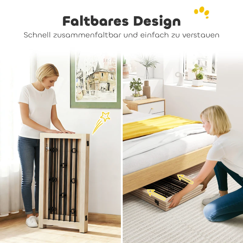 PawHut Vrijstaand huisdierpoortje, hondenhek met deur, 4 panelen, voor hal, trap, deurkozijn, MDF, staal