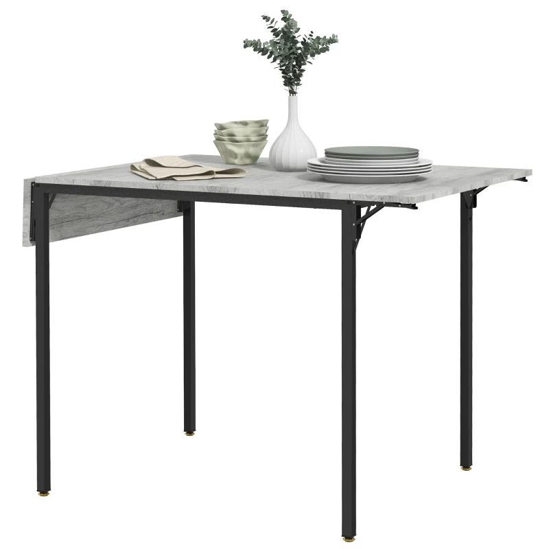 HOMCOM Four-Person Drop Leaf Dining Table - Grey