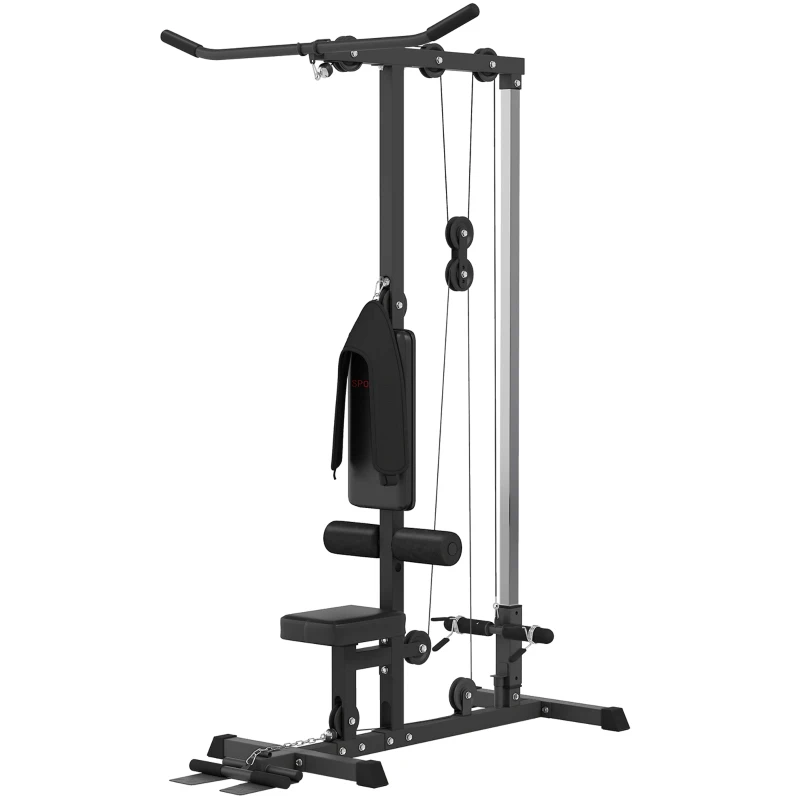 SPORTNOW Spiertrainingsstation met katrol, borsttrek - lat-pulldownmachine - halterbank voor spieropbouw