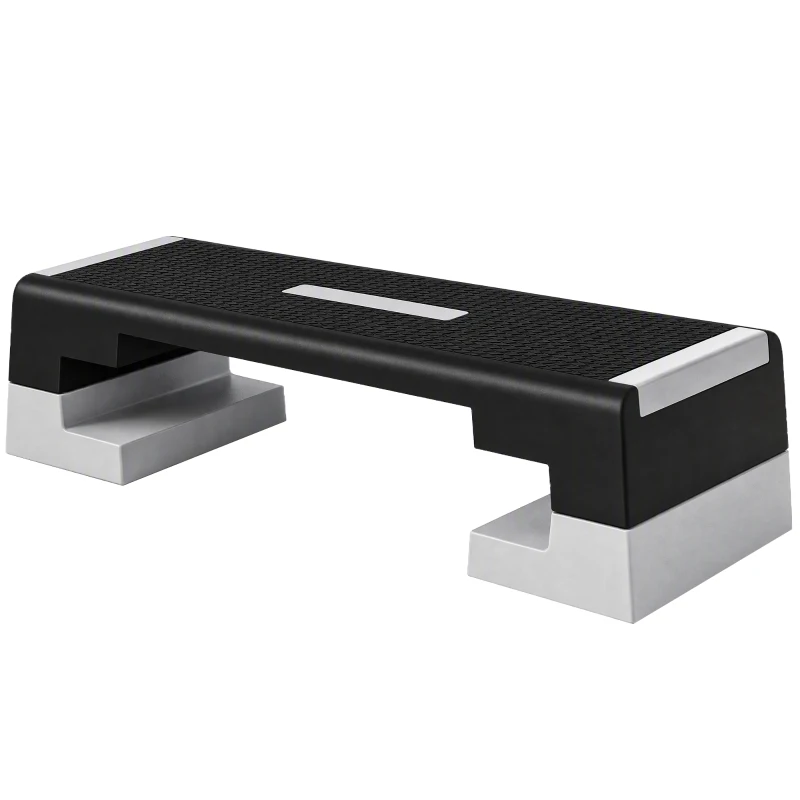 SPORTNOW Stepper ad Altezza Regolabile con Gradini Rimovibili e Fondo Antiscivolo, in ABS, 97x36x15/20/25 cm, Grigio