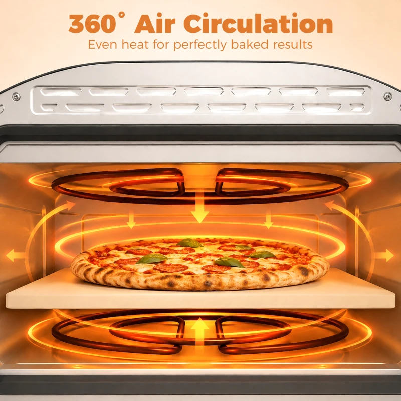 HOMCOM Electric Pizza Oven, 12 Inch Pizza Maker with 8 Preset Modes and Ceramic Stone, 2200W