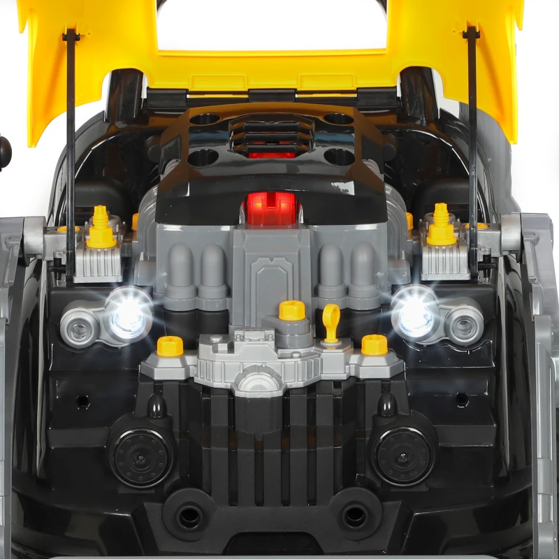 AIYAPLAY Kids Truck Engine Toy, Excavator Toy Steering Wheel with Spray, Lights and Sounds for 3-6 Years Boys Girls, Yellow